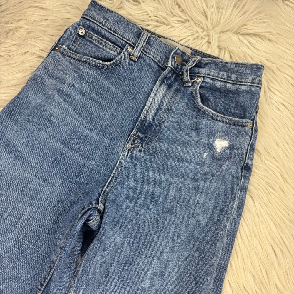 Everlane Women's 24 Light Wash Way High Straight Leg Jeans Raw Hems Classic - Picture 5 of 10